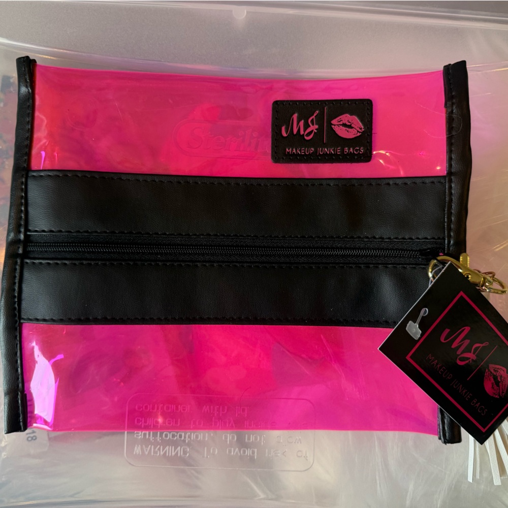 New with tags Clear Pink Makeup Junkie Small Makeup Bag